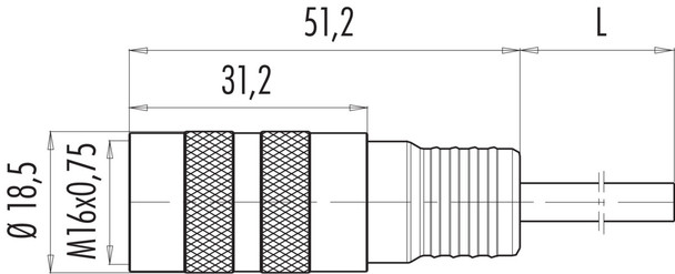 Binder 79-6114-20-05 M16 IP67 Female cable connector, Contacts: 5 (05-a), shielded, moulded on the cable, IP67, PUR, black, 5 x 0.25 mm², 2 m