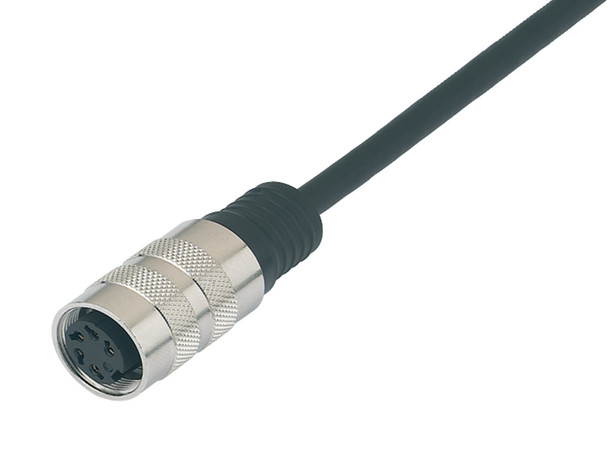 Binder 79-6118-20-06 M16 IP67 Female cable connector, Contacts: 6 (06-a), shielded, moulded on the cable, IP67, PUR, black, 6 x 0.25 mm², 2 m | American Cable Assemblies