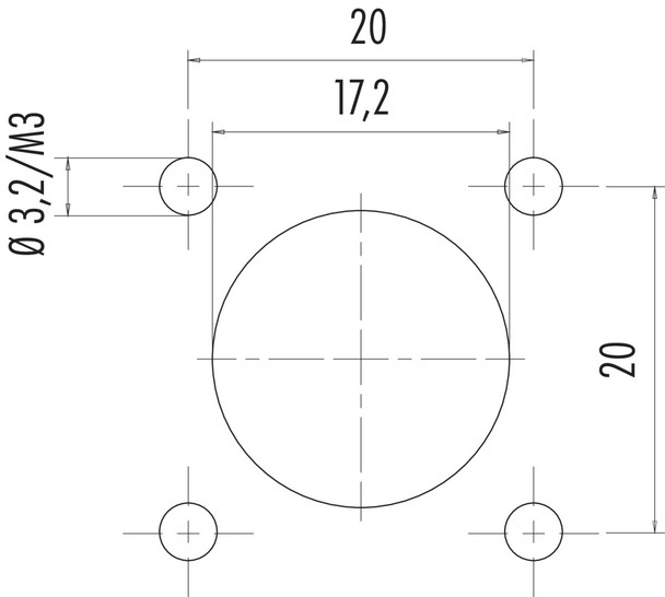 Binder 09-0463-300-19 M16 IP67 Square male panel mount connector, Contacts: 19 (19-a), unshielded, solder, IP67, UL