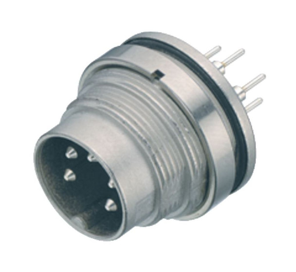 Binder 09-0111-90-04 M16 IP67 Male panel mount connector, Contacts: 4 (04-a), unshielded, THT, IP67, UL, front fastened | American Cable Assemblies