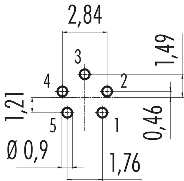 Binder 09-0115-90-05 M16 IP67 Male panel mount connector, Contacts: 5 (05-a), unshielded, THT, IP67, UL, front fastened