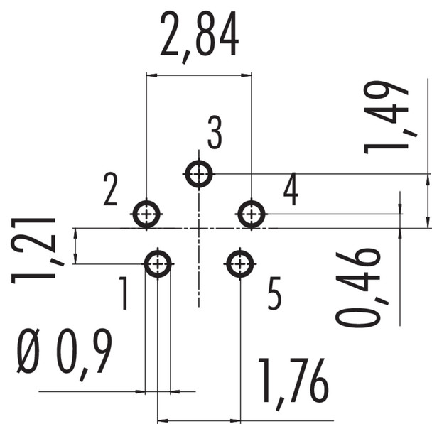 Binder 09-0116-90-05 M16 IP67 Female panel mount connector, Contacts: 5 (05-a), unshielded, THT, IP67, UL, front fastened