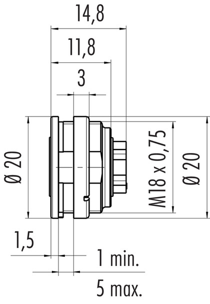 Binder 09-0128-700-07 M16 IP67 Female panel mount connector, Contacts: 7 (07-a), unshielded, crimping (Crimp contacts must be ordered separately), IP67, UL