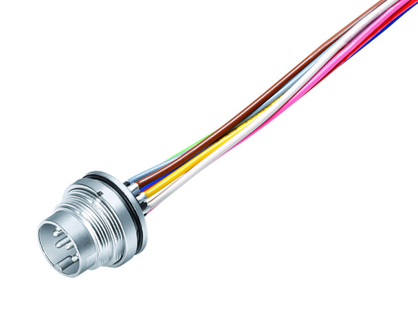 Binder 09-0111-782-04 M16 IP67 Male panel mount connector, Contacts: 4 (04-a), unshielded, single wires, IP67, UL, front fastened | American Cable Assemblies