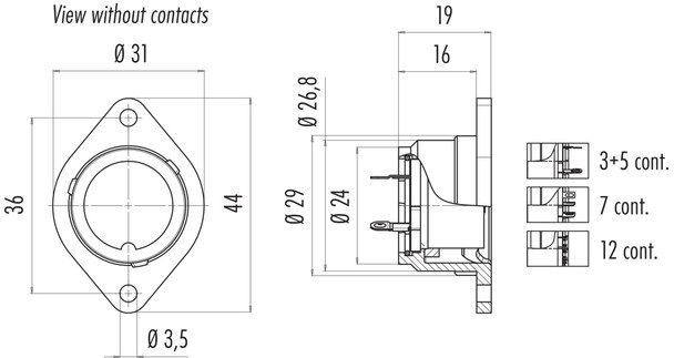 Binder 09-0062-00-05 Bayonet Female panel mount connector, Contacts: 5, unshielded, solder, IP40