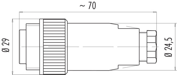 Binder 99-4201-00-07 RD24 Male cable connector, Contacts: 6+PE, 6.0-8.0 mm, unshielded, crimping (Crimp contacts must be ordered separately), IP67, UL, ESTI+, VDE, PG 9