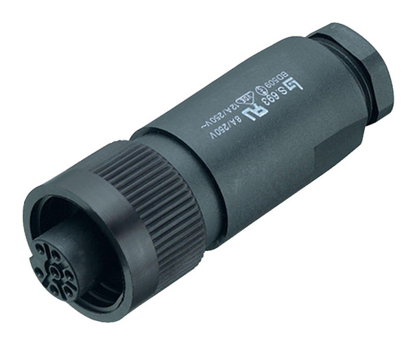 Binder 99-4202-14-07 RD24 Female cable connector, Contacts: 6+PE, 10.0-12.0 mm, unshielded, crimping (Crimp contacts must be ordered separately), IP67, UL, ESTI+, VDE, PG 13,5 | American Cable Assemblies