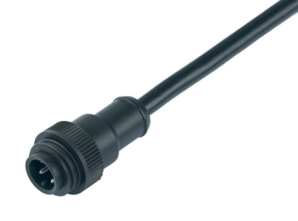 Binder 79-0231-20-04 RD24 Male cable connector, Contacts: 3+PE, unshielded, moulded on the cable, IP67, PVC, black, 4 x 1.50 mm², 2 m | American Cable Assemblies