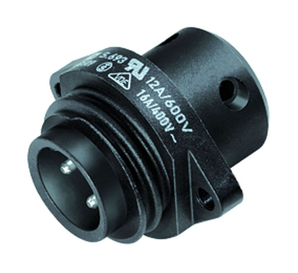 Binder 09-4223-00-04 RD24 Male panel mount connector, Contacts: 3+PE, unshielded, screw clamp, IP67, UL, ESTI+, VDE | American Cable Assemblies