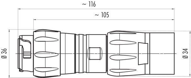 Binder 99-6489-100-05 Bayonet HEC Male cable connector, Contacts: 4+PE, 7.0-17.0 mm, unshielded, crimping (Crimp contacts must be ordered separately), IP68/IP69K, UL, VDE