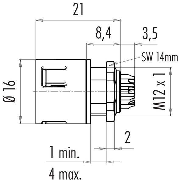 Binder 99-9115-400-05 Snap-In IP67 (miniature) Male panel mount connector, Contacts: 5, unshielded, solder, IP67