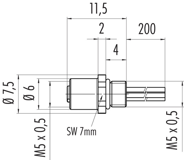Binder 09-3112-00-04 M5 Female panel mount connector, Contacts: 4, unshielded, single wires, IP67