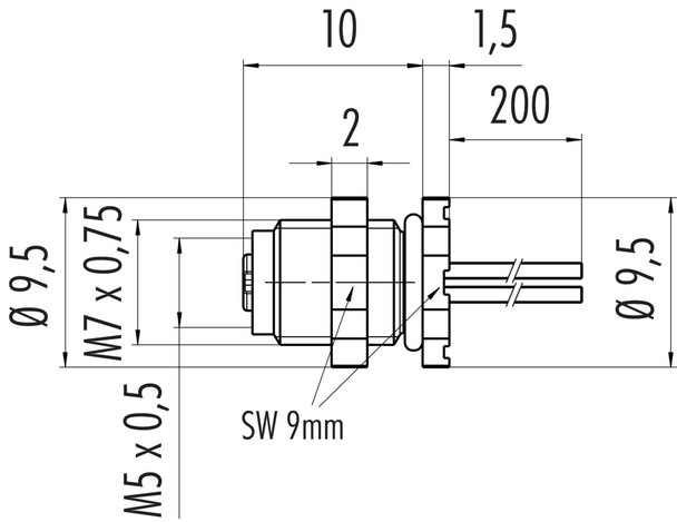 Binder 09-3112-86-04 M5 Female panel mount connector, Contacts: 4, unshielded, single wires, IP67, front fastened