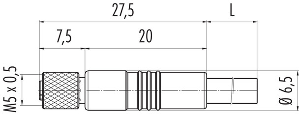 Binder 77-3450-0000-40003-0200 M5 Female cable connector, Contacts: 3, unshielded, moulded on the cable, IP67, UL, M5x0,5, PUR, black, 3 x 0.14 mm², 2 m