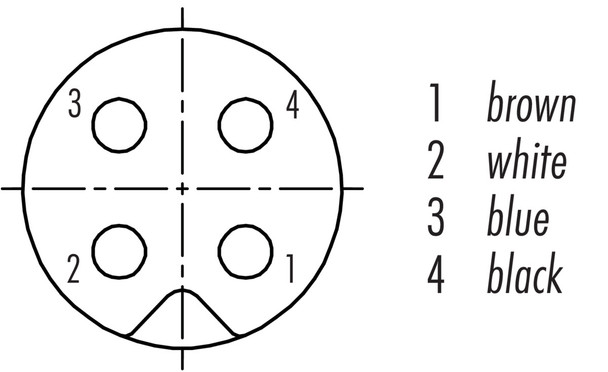 Binder 77-3450-0000-50004-0200 M5 Female cable connector, Contacts: 4, unshielded, moulded on the cable, IP67, UL, M5x0,5, PUR, black, 4 x 0.25 mm², 2 m