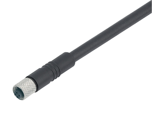 Binder 77-3550-0000-40003-0200 M5 Female cable connector, Contacts: 3, shielded, moulded on the cable, IP67, M5x0,5, PUR, black, 3 x 0.14 mm², 2 m | American Cable Assemblies