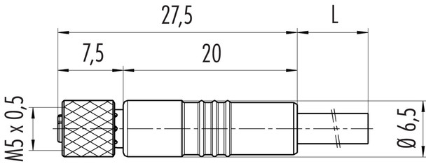 Binder 77-3550-0000-40003-0500 M5 Female cable connector, Contacts: 3, shielded, moulded on the cable, IP67, M5x0,5, PUR, black, 3 x 0.14 mm², 5 m