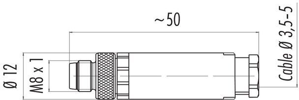 Binder 99-3379-100-03 M8 Male cable connector, Contacts: 3, 3.5-5.0 mm, unshielded, screw clamp, IP67, UL