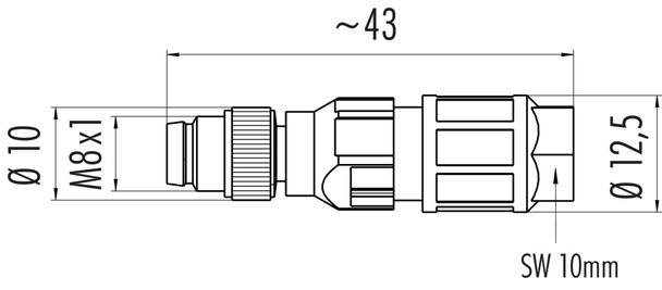 Binder 99-3379-550-03 M8 Male cable connector, Contacts: 3, 2.5-5.0 mm, unshielded, cutting clamp, IP67, UL