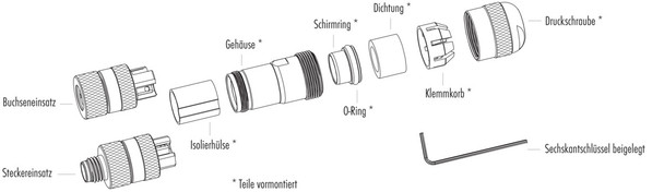 Binder 99-3361-300-03 M8 Male cable connector, Contacts: 3, 6.0-8.0 mm, shieldable, screw clamp, IP67, UL