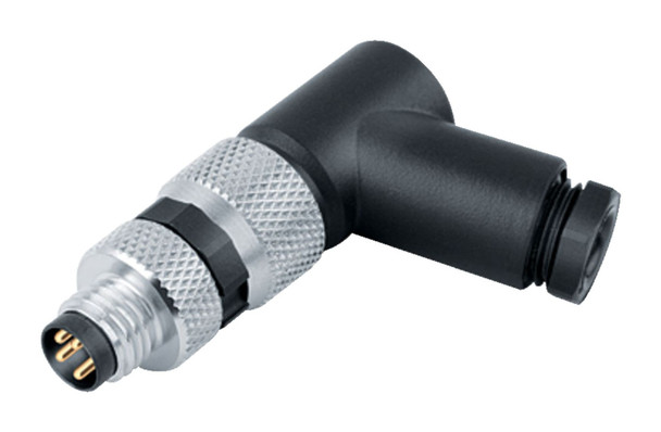 Binder 99-3383-110-04 M8 Male angled connector, Contacts: 4, 3.5-5.0 mm, unshielded, screw clamp, IP67, UL | American Cable Assemblies
