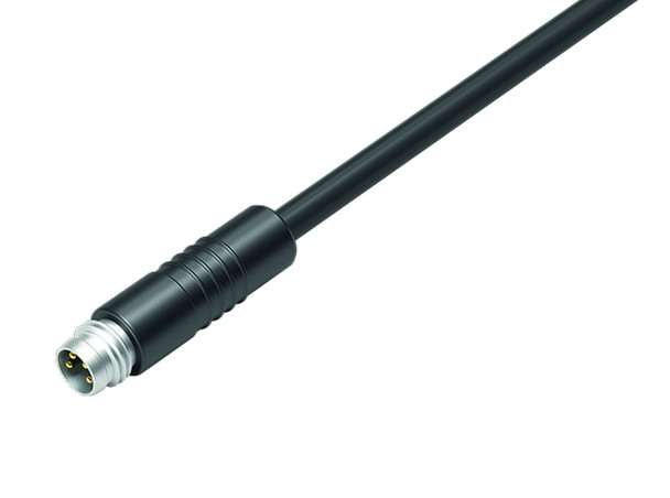 Binder 79-3409-55-03 M8 Male cable connector, Contacts: 3, unshielded, moulded on the cable, IP65, PUR, black, 3 x 0.25 mm², 5 m | American Cable Assemblies