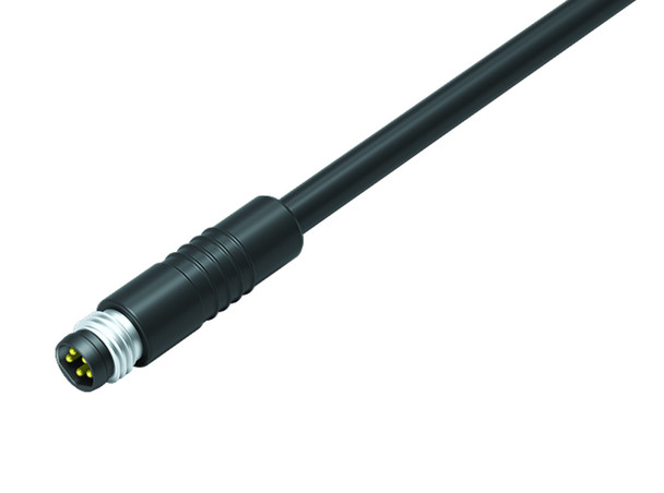 Binder 79-3413-52-05 M8 Male cable connector, Contacts: 5, unshielded, moulded on the cable, IP65, PUR, black, 5 x 0.34 mm², 2 m | American Cable Assemblies