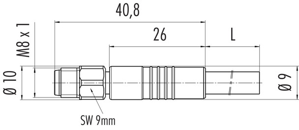 Binder 77-3705-0000-20004-1000 M8 Male cable connector, Contacts: 4, unshielded, moulded on the cable, IP67/IP69K, UL, PVC, grey, 4 x 0.34 mm², stainless steel, 10 m