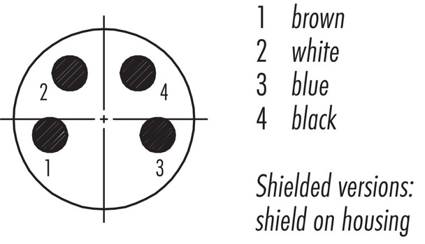 Binder 77-3505-0000-20704-0200 M8 Male cable connector, Contacts: 4, shielded, moulded on the cable, IP67, UL, PVC, grey, 4 x 0.34 mm², 2 m