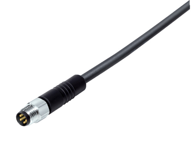 Binder 77-3705-0000-50003-0200 M8 Male cable connector, Contacts: 3, unshielded, moulded on the cable, IP67/IP69K, UL, PUR, black, 3 x 0.34 mm², stainless steel, 2 m | American Cable Assemblies