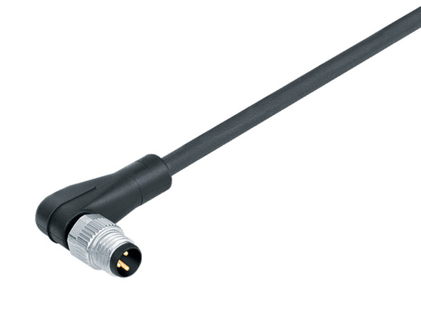 Binder 77-3403-0000-50008-0500 M8 Male angled connector, Contacts: 8, unshielded, moulded on the cable, IP67, UL, PUR, black, 8 x 0.25 mm², 5 m | American Cable Assemblies