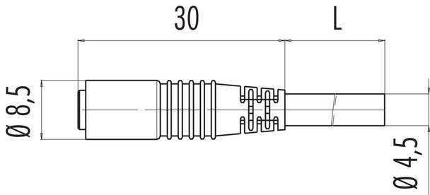 Binder 79-3410-12-03 M8 Female cable connector, Contacts: 3, unshielded, moulded on the cable, IP65, PUR, black, 3 x 0.14 mm², 2 m