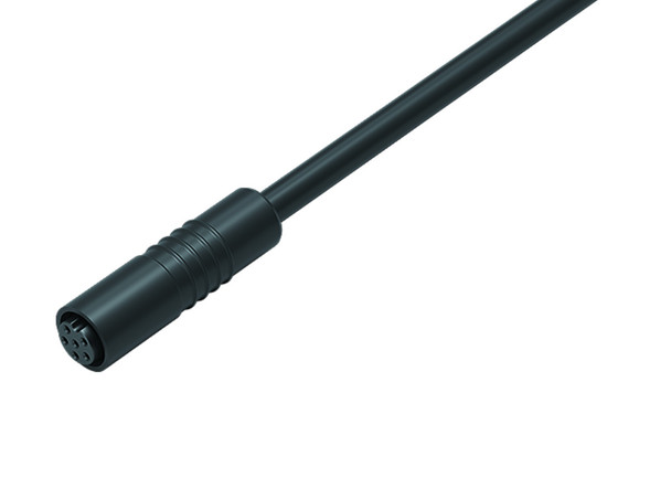 Binder 79-3420-55-06 M8 Female cable connector, Contacts: 6, unshielded, moulded on the cable, IP65, PUR, black, 6 x 0.25 mm², 5 m | American Cable Assemblies