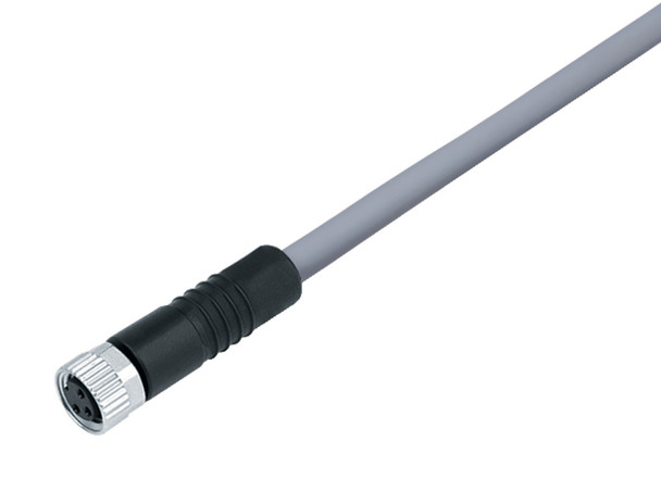 Binder 77-3406-0000-20004-1000 M8 Female cable connector, Contacts: 4, unshielded, moulded on the cable, IP67/IP69K, UL, PVC, grey, 4 x 0.34 mm², 10 m | American Cable Assemblies