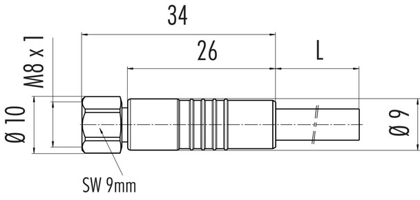 Binder 77-3706-0000-20003-0200 M8 Female cable connector, Contacts: 3, unshielded, moulded on the cable, IP67/IP69K, UL, PVC, grey, 3 x 0.34 mm², stainless steel, 2 m