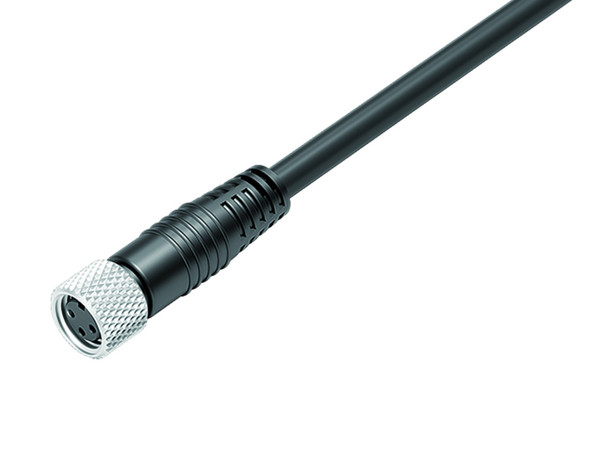 Binder 77-3506-0000-50003-1000 M8 Female cable connector, Contacts: 3, shielded, moulded on the cable, IP67, UL, PUR, black, 3 x 0.34 mm², 10 m | American Cable Assemblies
