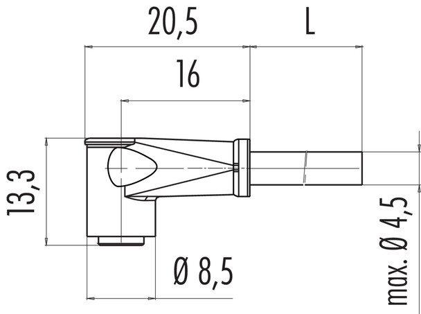 Binder 79-3388-45-04 M8 Female angled connector, Contacts: 4, unshielded, moulded on the cable, IP65, PVC, black, 4 x 0.25 mm², 5 m