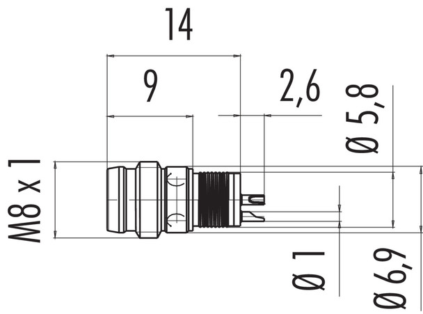 Binder 86-6919-0002-32704 M8 Male receptacle, Contacts: 4, unshielded, solder, IP65