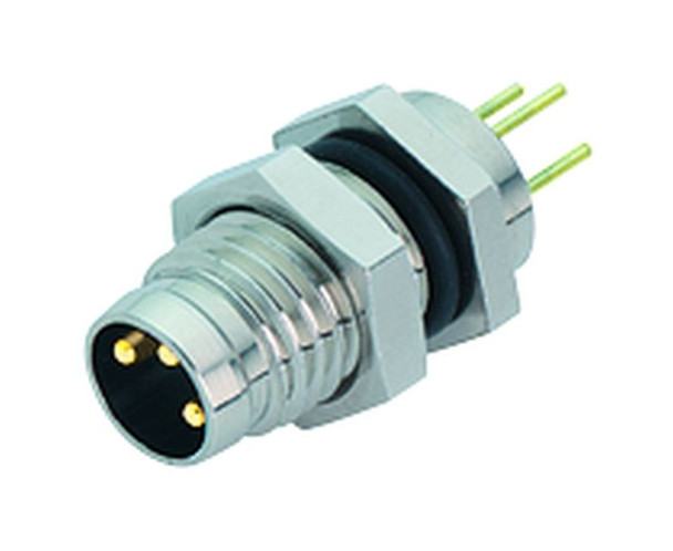 Binder 86-6119-1100-00003 M8 Male panel mount connector, Contacts: 3, unshielded, THT, IP67, UL, front fastened | American Cable Assemblies