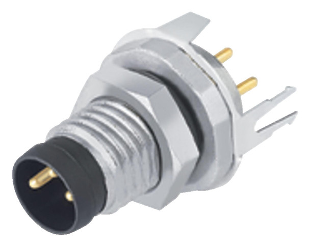 Binder 86-6319-1120-00004 M8 Male panel mount connector, Contacts: 4, shieldable, THT, IP67, front fastened | American Cable Assemblies