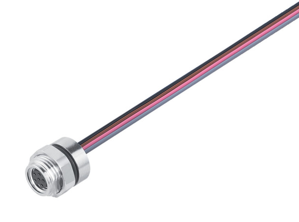 Binder 76-6518-1111-00004-0200 M8 Female panel mount connector, Contacts: 4, unshielded, single wires, IP67/IP69K, UL, M12x1,0, front fastened | American Cable Assemblies