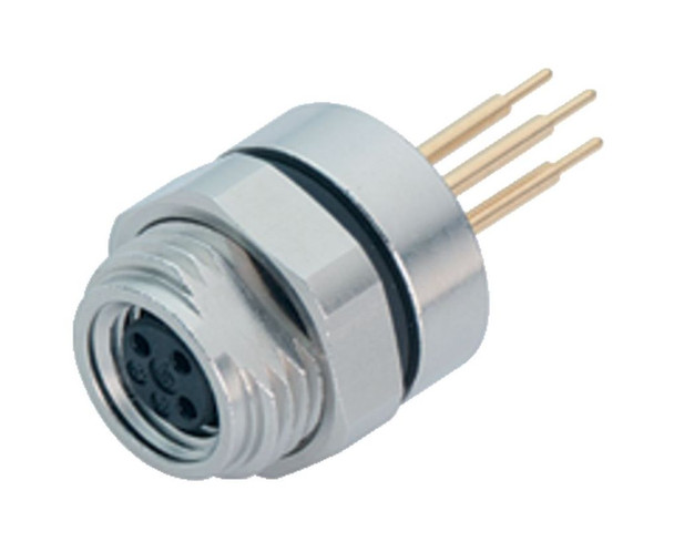 Binder 86-6518-1100-00006 M8 Female panel mount connector, Contacts: 6, unshielded, THT, IP67, M12x1,0, front fastened | American Cable Assemblies