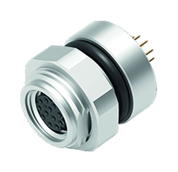 Binder 86-6518-1100-00012 M8 Female panel mount connector, Contacts: 12, unshielded, THT, IP67, screwable from the front | American Cable Assemblies