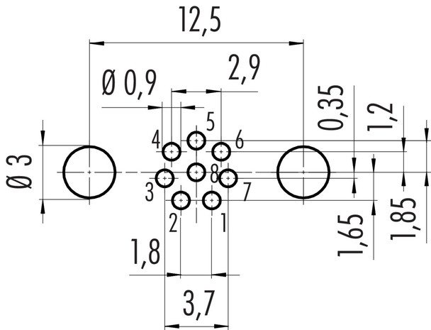 Binder 86-6618-1120-00008 M8 Female panel mount connector, Contacts: 8, shieldable, THT, IP67, M10x0,75, front fastened