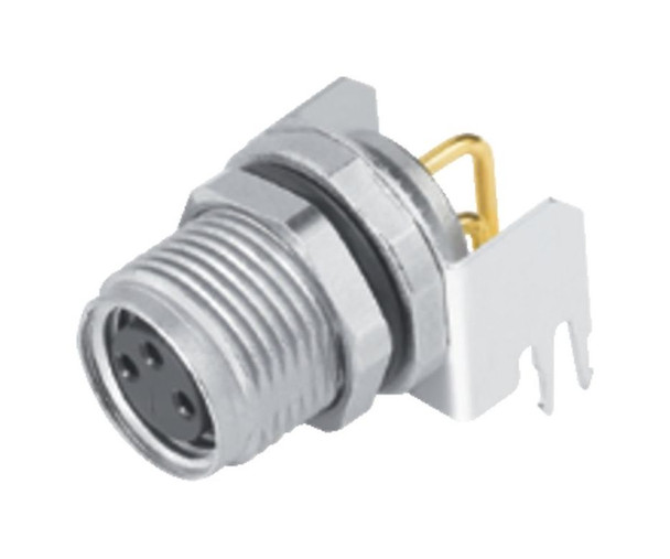 Binder 86-6618-1121-00003 M8 Female panel mount connector, Contacts: 3, shieldable, THT, IP67, M10x0,75, front fastened | American Cable Assemblies