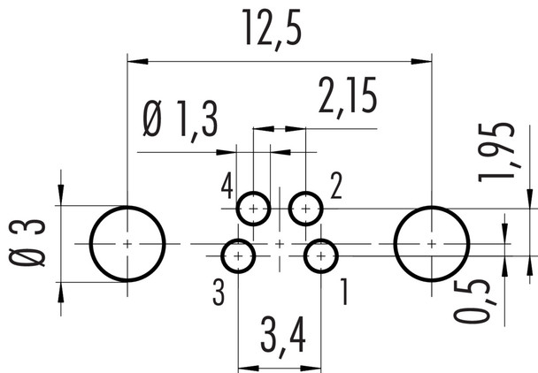 Binder 86-6618-1121-00004 M8 Female panel mount connector, Contacts: 4, shieldable, THT, IP67, M10x0,75, front fastened