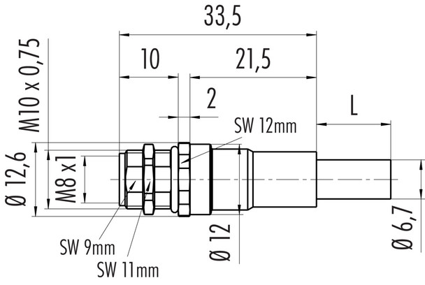 Binder 70-3420-005-04 M8 Female panel mount connector, Contacts: 4, shielded, with cable assembled, IP67, Ethernet, PUR, green, 4 x AWG 22, 0.5 m
