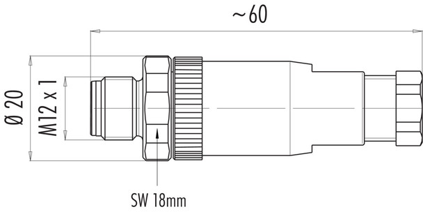 Binder 99-0487-282-08 M12-A Male cable connector, Contacts: 8, 6.0-8.0 mm, unshielded, screw clamp, IP67, UL