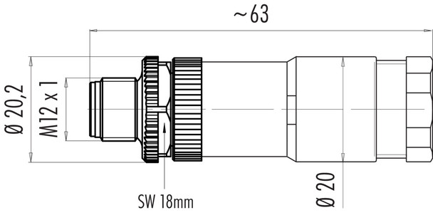 Binder 99-0437-142-05 M12-A Male cable duo connector, Contacts: 5, 2 x 2: 1.0-3.0 mm / Ø 4.0-5.0 mm, unshielded, screw clamp, IP67, UL