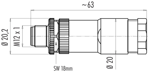Binder 99-0429-186-04 M12-A Male cable duo connector, Contacts: 4, 2 x 2: 1.0-3.0 mm / Ø 4.0-5.0 mm, unshielded, screw clamp, IP67, UL